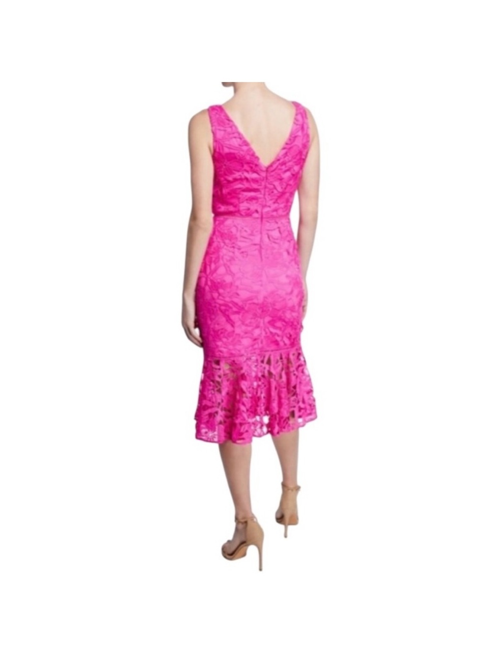 Alexia Admor Hot Bold Pink Trumpet Peplum Crochet